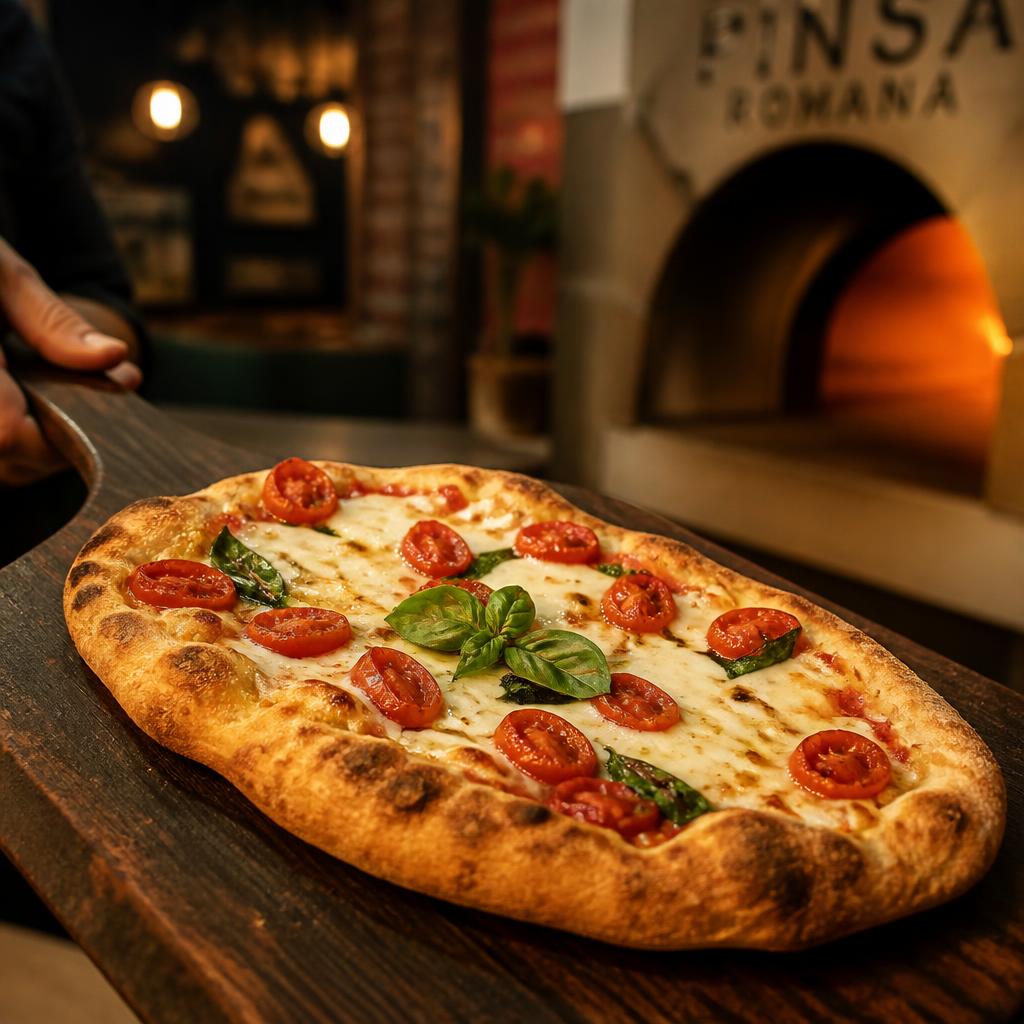 Pinsa romana appena sfornata da Nuovo Ciottolo